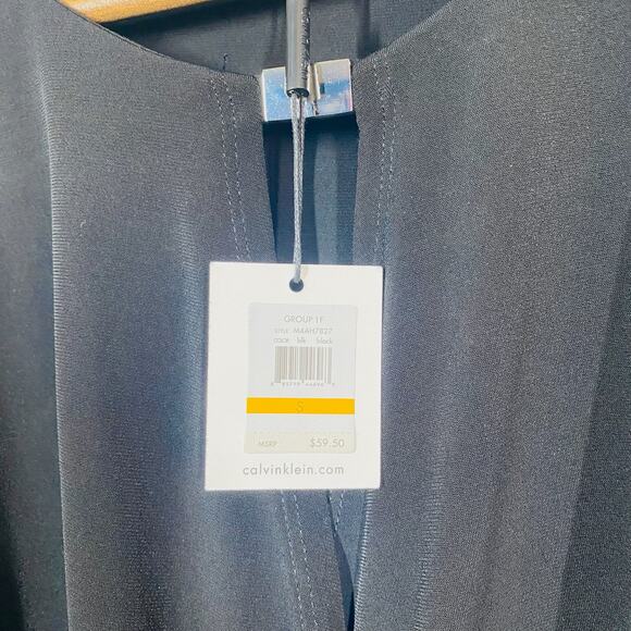 NEW! Calvin Klein Tunic Draped Top Faux Wrap Blouse Black Career Casual - S - Picture 4 of 4